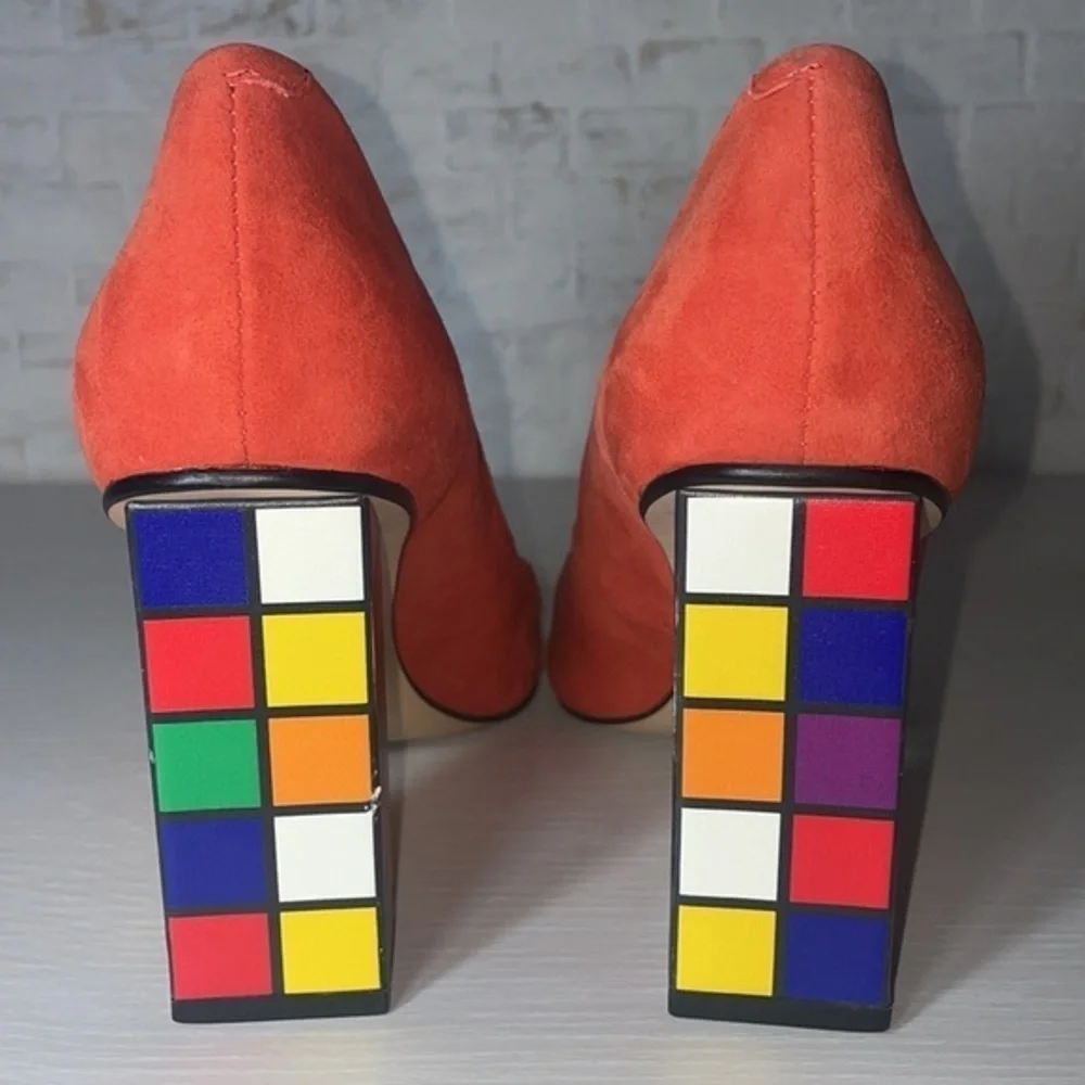 Katy Perry Rubix Cube Chunky High Heel The Caitlin Pop Art Trendy Peep Toe Shoes